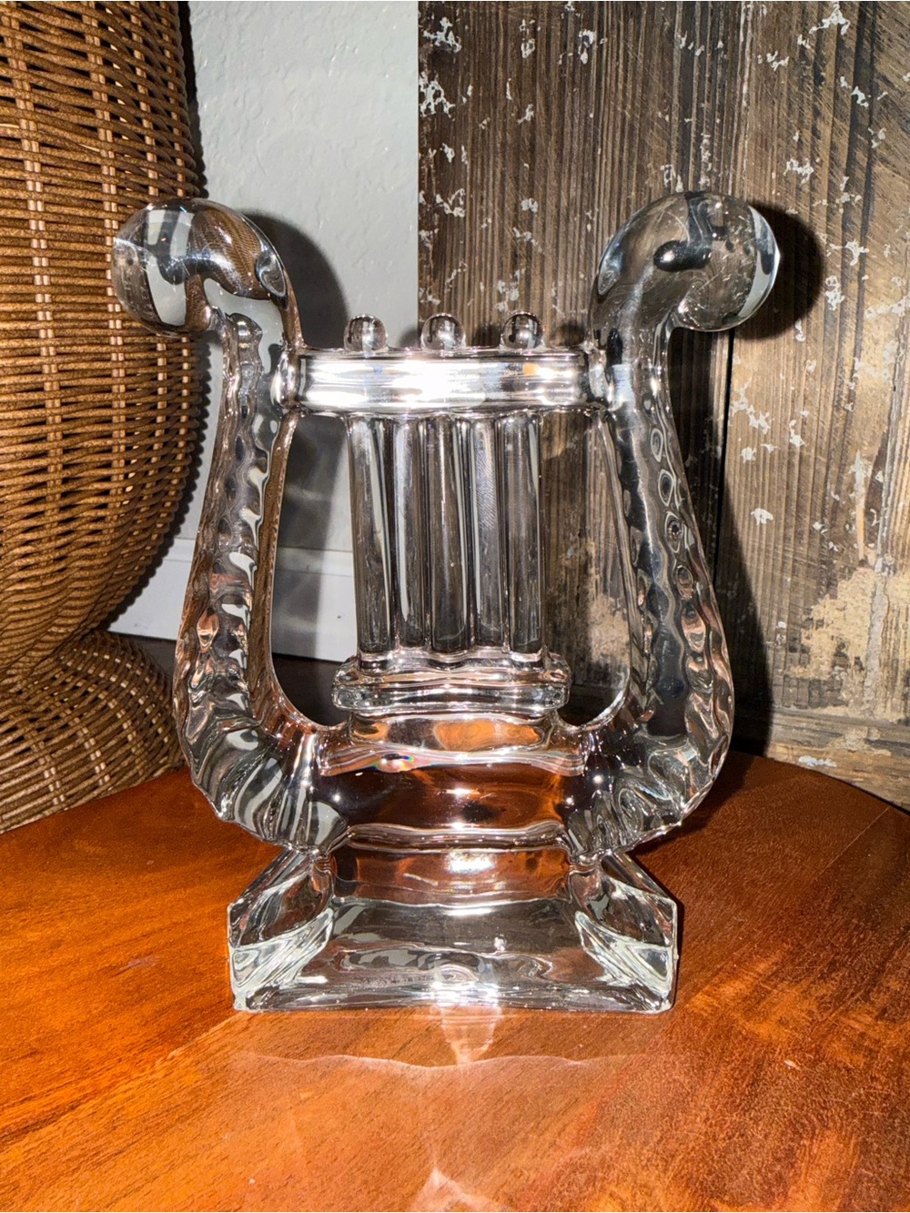 Fostoria Retired Vintage 1941-1958 Lyre Crystal Harp Design Bookend That Glows